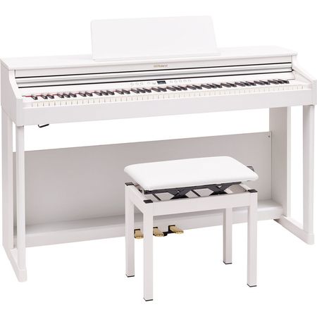 Piano Digital Clásico Roland RP701 de 88 Teclas con Soporte y Banco (Blanco) - Diseño Tradicional, B 1617193-REG