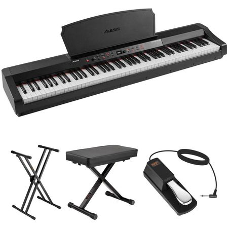 Piano Digital Alesis Prestige Artist de 88 Teclas - Kit de Valor con Soporte, Banco y Pedal para Pri 1665248-REG
