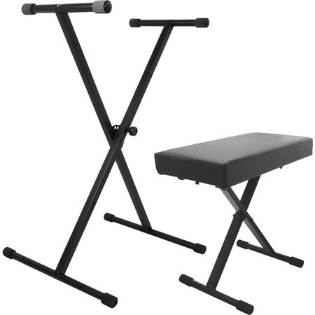 Soporte y Banco para Teclado On-Stage: Banco Plegable, Altura Ajustable, Construcción Robusta, Inclu 1120065-REG