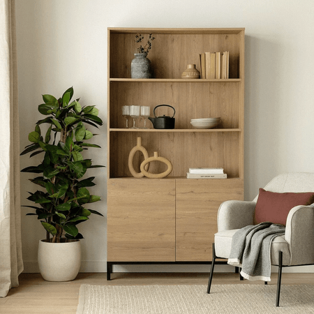 Aparador con Estanteria Nórdico Fausto color Duna TU MESITA