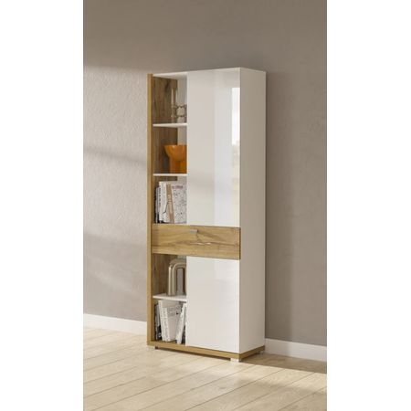 Vitrina Moderna Axe color Blanco/Macadamia TU MESITA