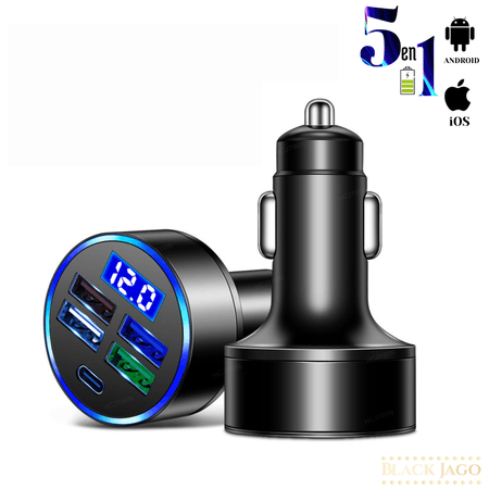 Cargador de Auto para Celular USB Carga Rapida Cargador de Auto Carga Ultra Rapida 5 en 1