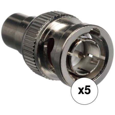 Adaptador BNC Macho a RCA Hembra (Paquete de 5) - Conexión de Cables RCA a Entradas BNC 983644-REG