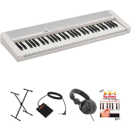Piano Digital Portátil Casio CT-S1 de 61 Teclas - Kit Esencial (Blanco) con Soporte, Pedal de Sosten 1673601-REG