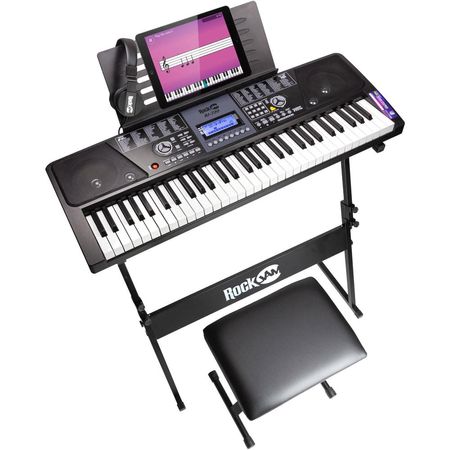 RockJam RJ720-SK Teclado de 61 Teclas Super Kit para Principiantes e Intermedios 1833160-REG