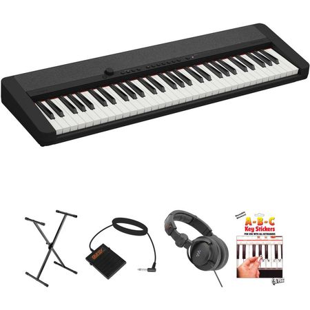 Piano Digital Portátil Casio CT-S1 de 61 Teclas - Kit Esencial (Negro) con Soporte, Pedal de Sosteni 1673592-REG