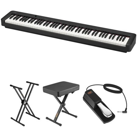 Piano Digital Portátil Casio CDP-S160 de 88 Teclas con Soporte, Banco y Pedal (Negro) - Teclas de Ac 1689410-REG