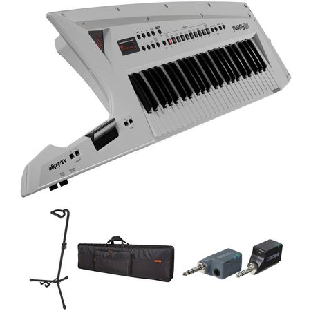 Roland AX-Edge 49 Teclas Keytar Sintetizador Kit con Soporte, Bolsa y Adaptador Inalámbrico (Blanco) 1792237-REG