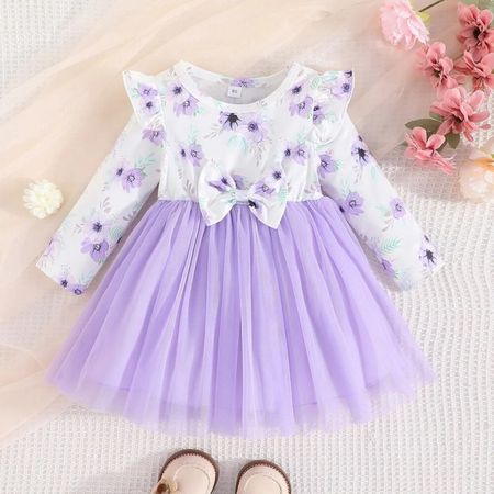 Vestido  Niña Bebe de Tematica Girasoles Morado Talla 2 Años