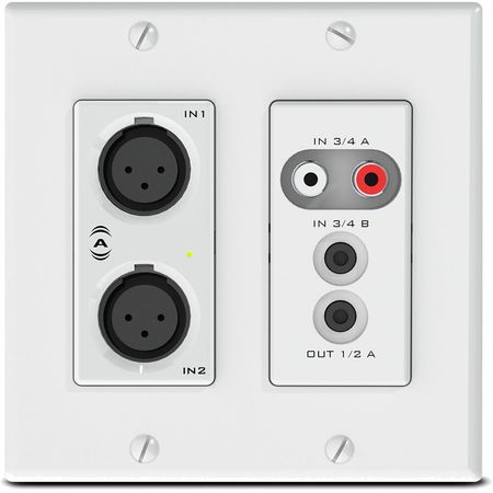 QSC Attero Tech unD6IO Dante Networked 4x2 Audio Wall Plate 2-Gang US Decora - Entradas XLR Balancea 1594051-REG