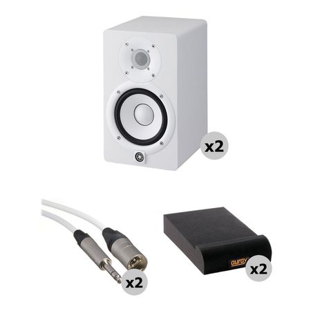 Yamaha HS5 Kit de Monitores de Estudio Activos con Cables y Almohadillas de Aislamiento (Monitores B 1505402-REG