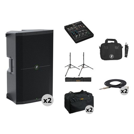 Kit de PA y Mezcla Mackie Thump215 con Mezclador, Soportes, Bolsas y Cables - Portátil, Protección c 1724223-REG