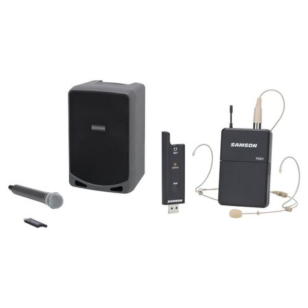 Kit PA Portátil Samson con Micrófono Inalámbrico y Auriculares - Amplificador Clase D de 100W, Strea 1198385-REG