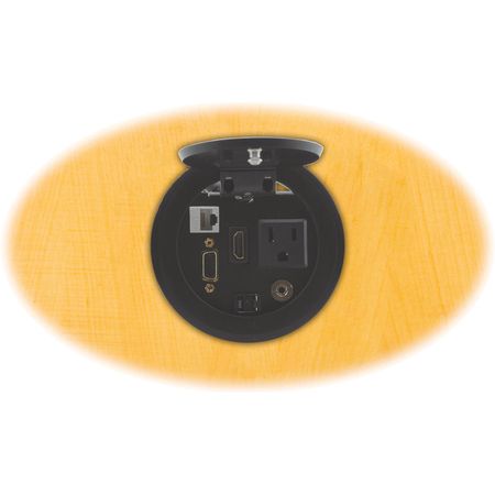 Kramer RTBUS-11 Soporte Redondo de Mesa para Conexiones Múltiples (Negro) - Montaje en Mesa para Cab 967864-REG