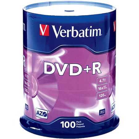 Verbatim DVD+R 4.7GB 16x Disco Grabable (Paquete de 100) 419586-REG
