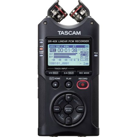 TASCAM DR-40X 4-Channel / 4-Track Portable Audio Recorder and USB Interface with Adjustable Mic 1453031-REG