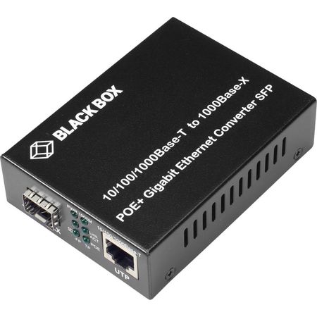 Convertidor de Medios Black Box Pure Networking Gigabit Ethernet PoE+ de Cobre a Fibra - 10/100/1000 1732222-REG
