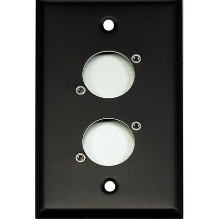Whirlwind WP1B/2H 1-Gang Wall Plate Punched for 2 Whirlwind/Switchcraft D3F Terminals (Black Finish) 1222295-REG