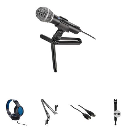 Kit de Micrófono Dinámico USB/XLR Audio-Technica ATR2100x-USB con Auriculares de Estudio, Brazo de T 1526954-REG