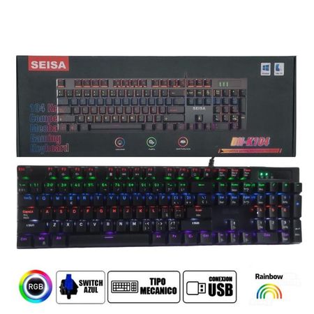 Teclado Mecanico para Pc Laptop Luz RGB Efecto Arcoiris Cabel USB