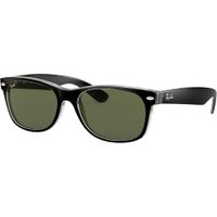Ray-Ban RB2132 New Wayfarer Gafas de sol para hombre | Black on Transparent / Green II