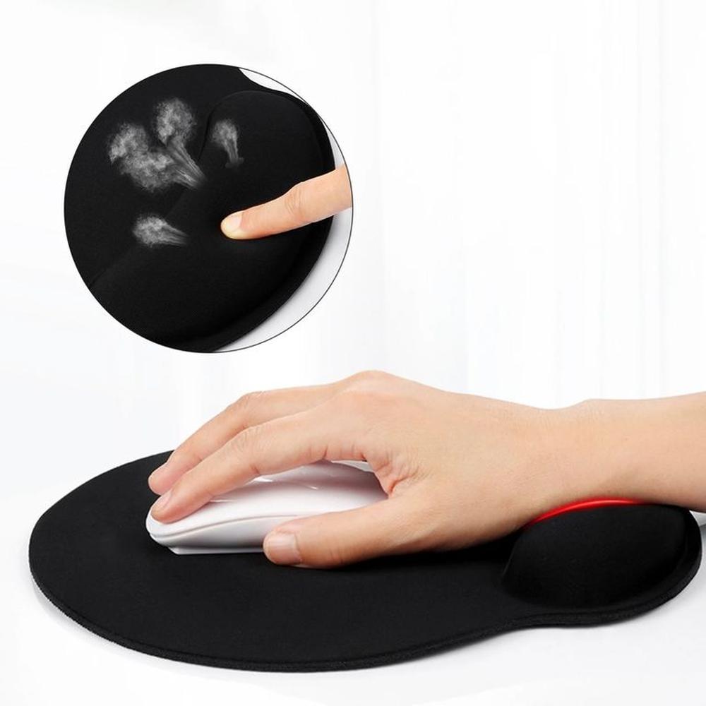 Pad Mouse Ergonómico con Almohadilla de Gel Descansa Muñecas Negro