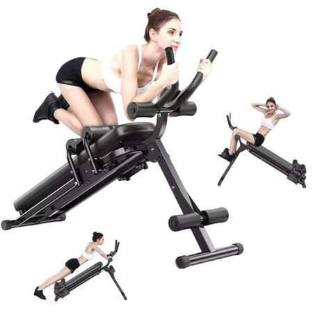 Maquina Abdminal Gluteos Multifuncional Cuero Pu Ajustable Negro