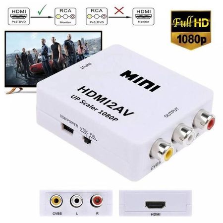Adaptador Hdmi A Rca Conversor Convertidor Hdmi2AV Video Pal Ntsc GRIS