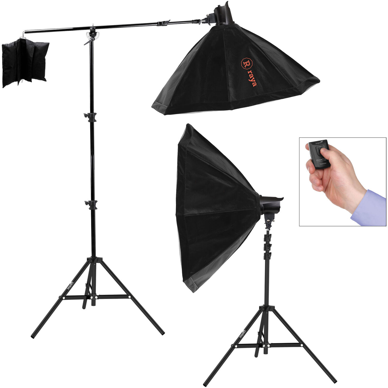 Kit de Fotografía de Alimentos Y Mesa con 2 Monolights Impact Softboxes Y Soportes