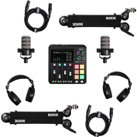 RODE RODECaster Duo 2-Person Podcasting Kit with PodMics, Studio Boom Arms, Headphones, and Cables 1813513-REG