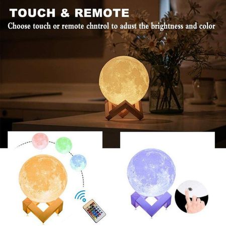 Lámpara luna 3d  control remoto recargable usb blanco