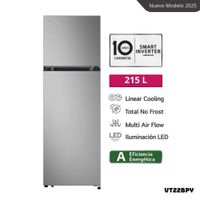 REFRIGERADORA LG 215 L TOP FREEZER PLATEADO - VT22BPY
