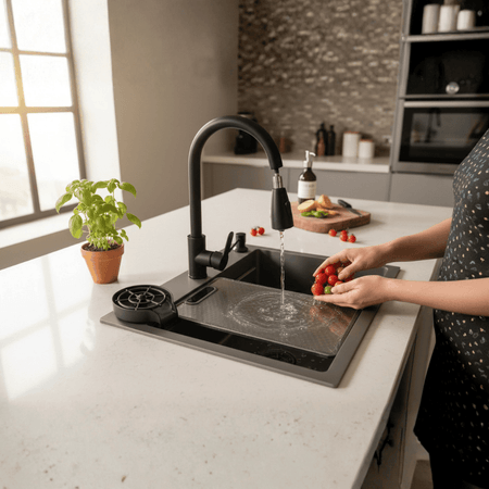 Lavadero de cocina 60 x 45 x 22 cm Nano Black Negro Mate