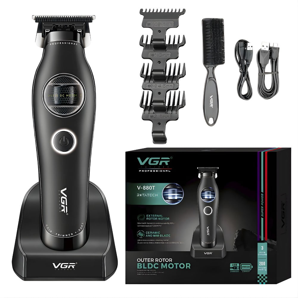 Cortadora Pelo Patillera Vgr V-880t Rotatech Bldc 7200rpm Negro