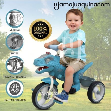 Triciclo Guiador Musical DINOROAD con Luces Blue