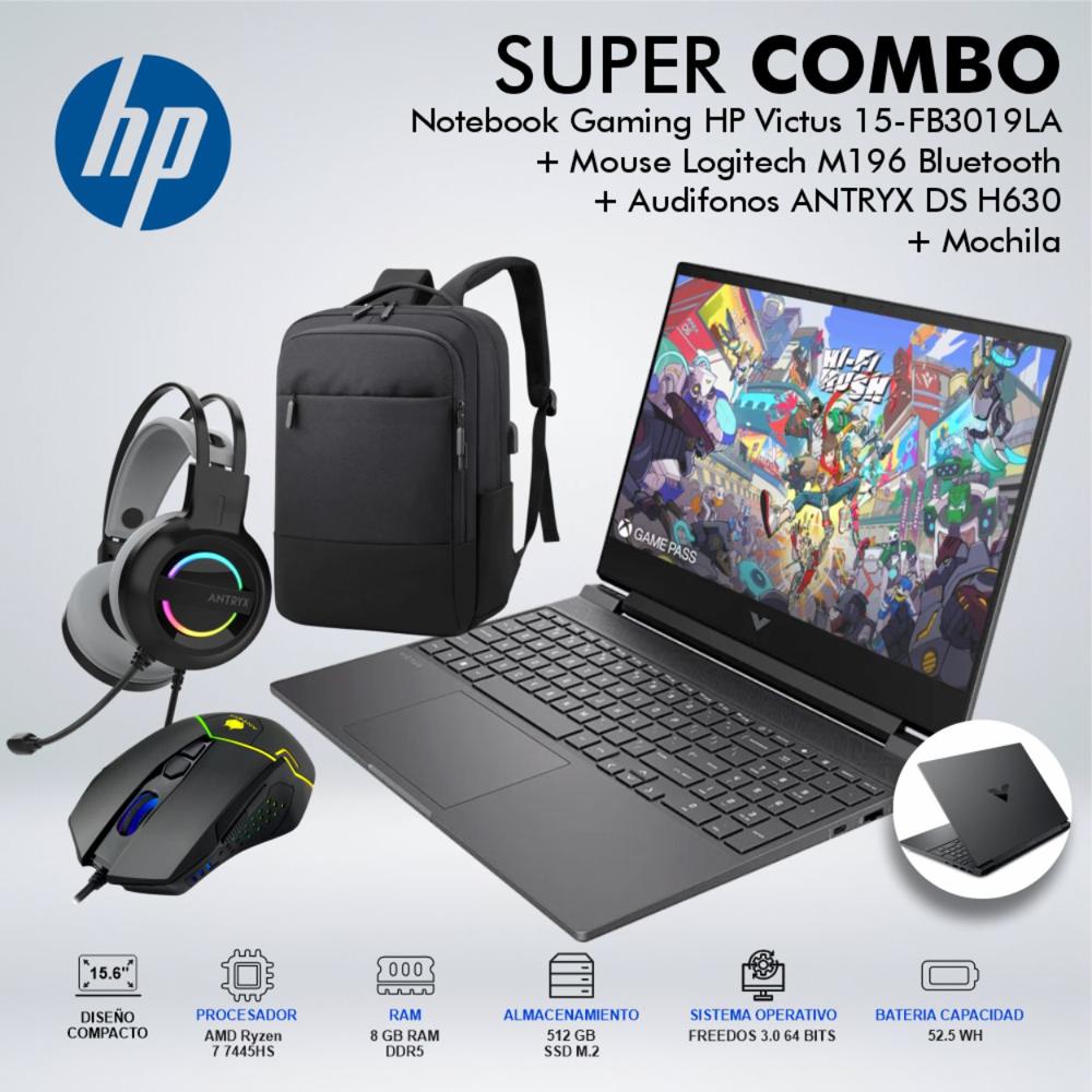 LAPTOP GAMING HP VICTUS 15-FB3019LA RYZEN 7 7445HS MEMORIA 8GB DISCO 512GB