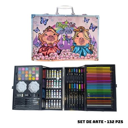 MALETIN MEGA SET DE ARTE 132 PZS CAPIBARAS PRINCESAS