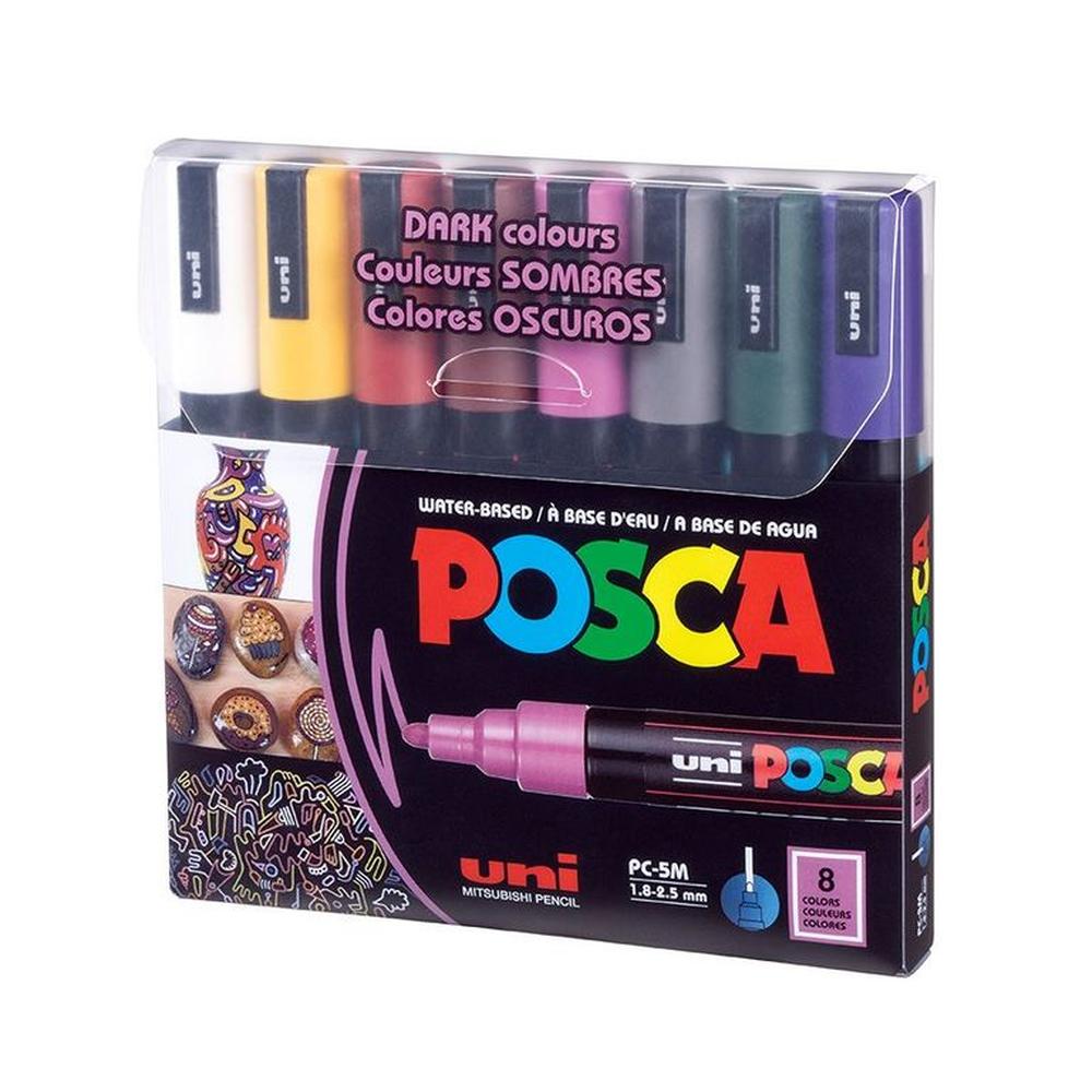 POSCA Pack PC-5M 8C Dark Color Nueva Presentación X8
