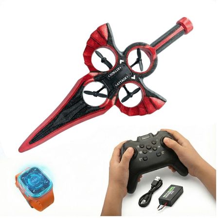 Avión Aerojet Dron Diseño Espada Juguete a Control Remoto y Sensor Manual para Niños con AccesoriosR