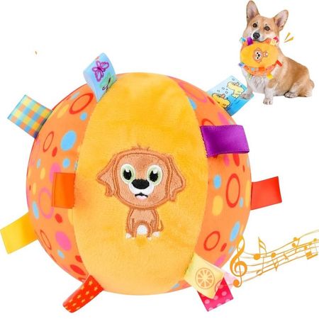 HERMOSA PELOTA JUGUETE PARA PERRO DE FELPA CON SONIDO PERRO