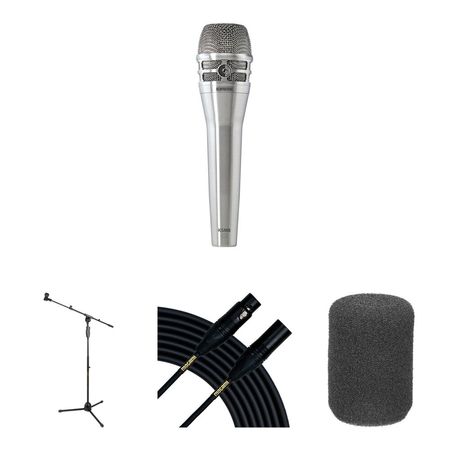 Shure KSM8 Dualdyne Mic Dinámico de Mano para Escenario en Vivo (Níquel) - Kit Completo con Soporte 1525749-REG