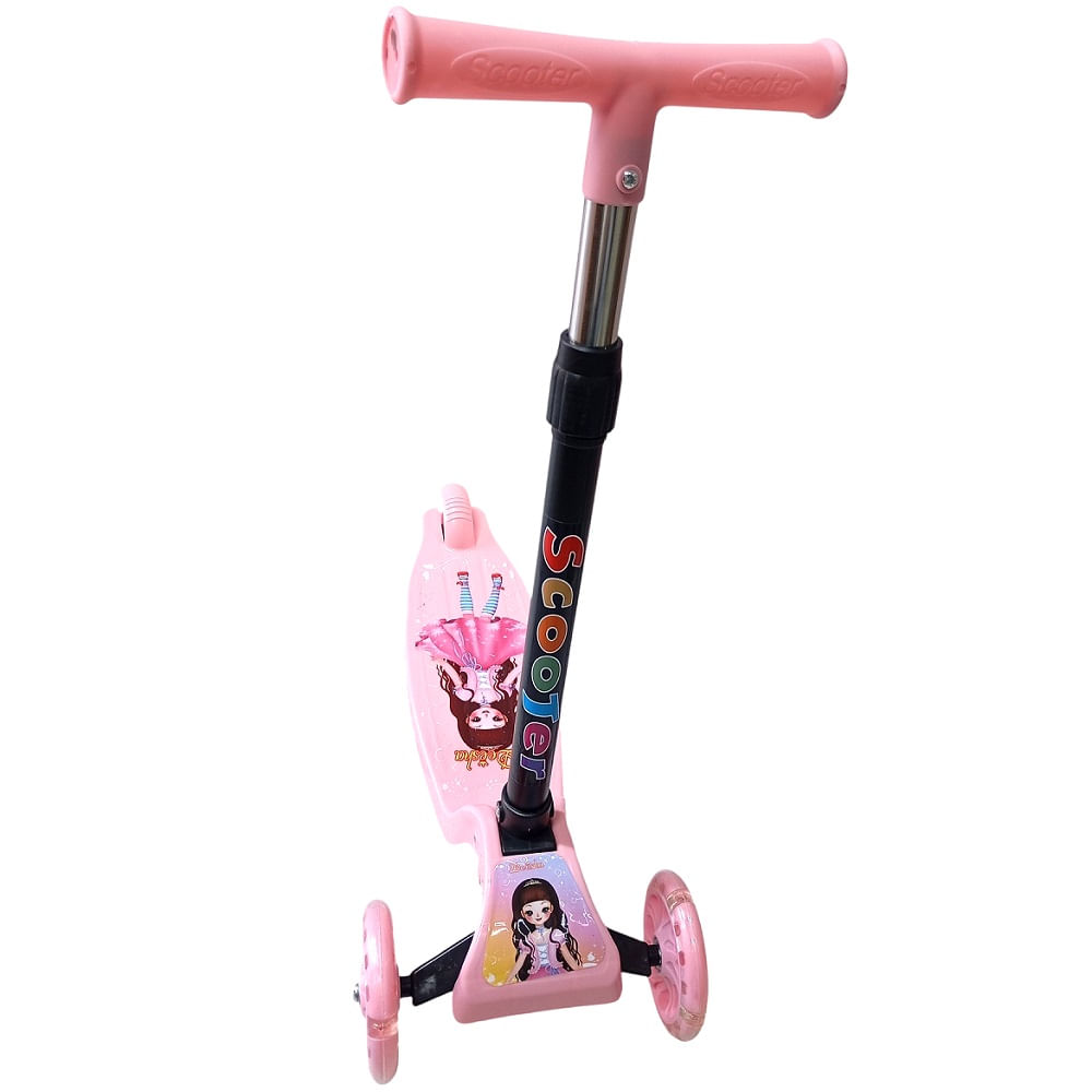 Scooter Plegable para Ninos con Luces Rosa