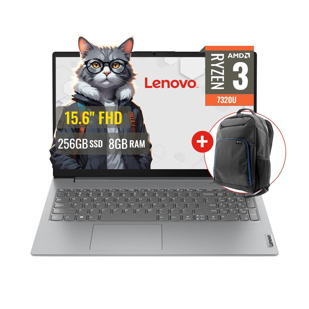 Combo Laptop Lenovo V15 AMD Ryzen 3 7320U 8GB RAM 256GB SSD 15.6 FHD FreeDOS + Mochila 82YU00X4LMM
