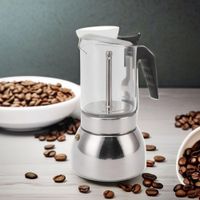 Cafetera italiana de acero y vidrio 6 tz