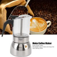 Cafetera italiana de acero y vidrio 9 tz