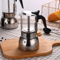 Cafetera italiana de acero y vidrio 4 tz