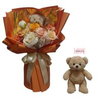 Flores Artificiales con Peluche Regalo Perfecto para San Valentín Parejas Novios Amor Infinito