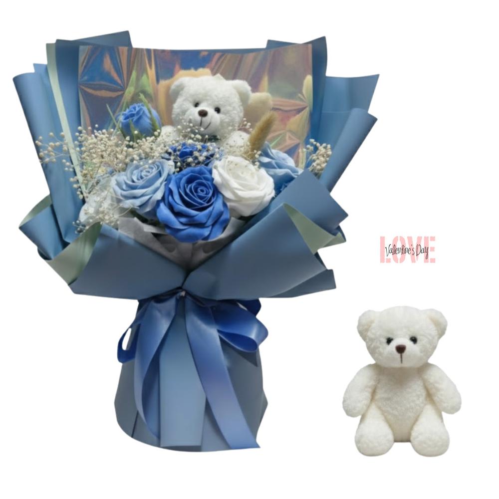 Flores Artificiales con Peluche Regalo Perfecto para San Valentín Parejas Novios Amor Infinito CL
