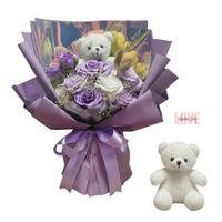 Flores Artificiales con Peluche Regalo Perfecto para San Valentín Parejas Novios Amor Infinito MR