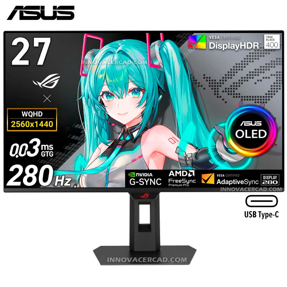 Monitor ASUS ROG Strix OLED XG27ACDMS 27 QD-OLED de 1440p 280Hz 003ms G-SYNC
